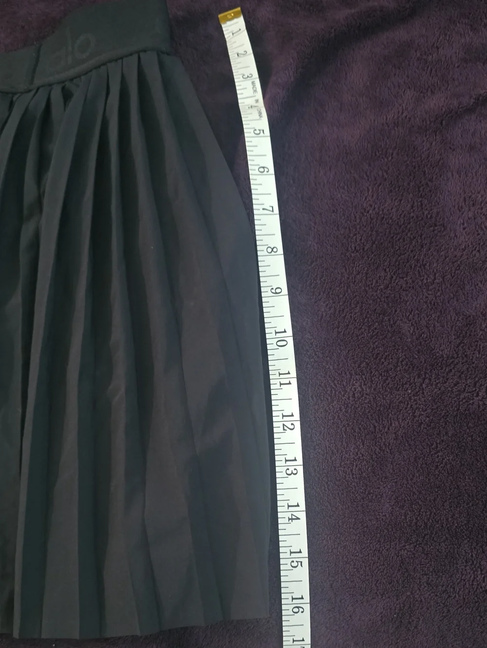ALO Yoga Black Pleated Skater Skirt with Logo